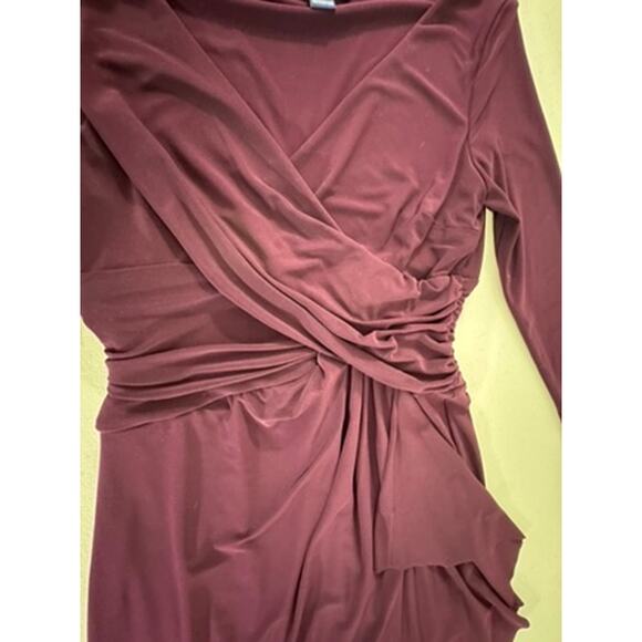 "Chaps" Women Purple Babydoll Ruched Dress Sz S 3/4 Sleeve Midi Office Work Wear - Picture 5 of 9